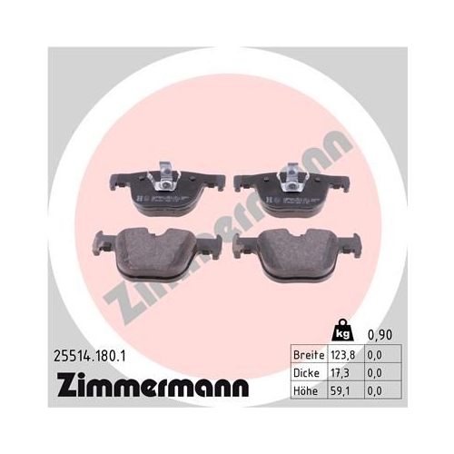 Bremsbelagsatz Scheibenbremse Zimmermann 25514.180.1 für Bmw Bmw (brilliance)