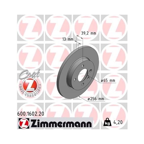 Zimmermann 2X Bremsscheibe Vorderachse Coat Z für Vag Vw (faw)