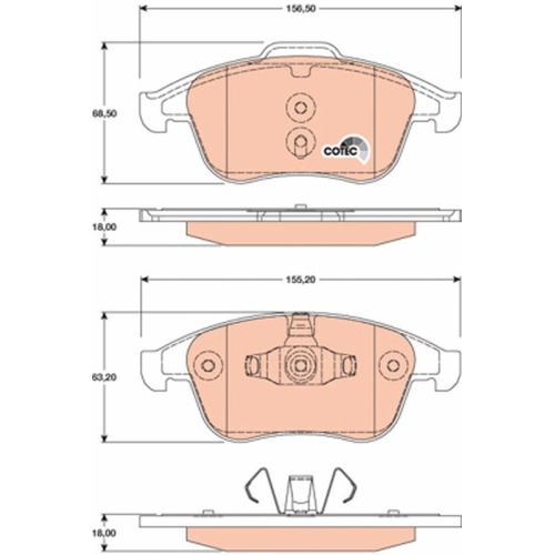 Bremsbelagsatz Scheibenbremse Trw GDB1808 Cotec für Renault Vorderachse