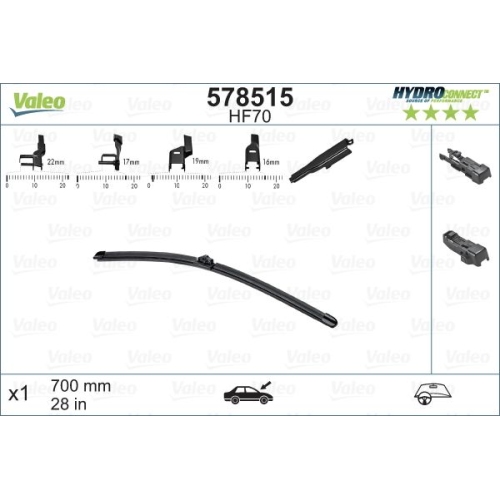 Wischblatt Valeo 578515 Hydroconnect für Citroën Ford Mercedes Benz Peugeot Seat