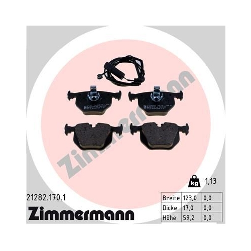 Bremsbelagsatz Scheibenbremse Zimmermann 21282.170.1 für Bmw Hinterachse