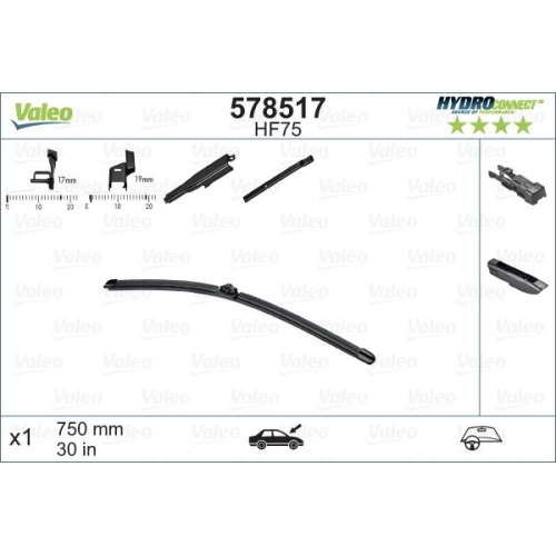 Wischblatt Valeo 578517 Hydroconnect für Citroën Ford Peugeot Renault DS