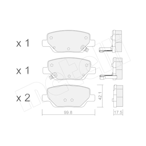 Bremsbelagsatz Scheibenbremse Metelli 22-1104-0 für Fiat Hinterachse