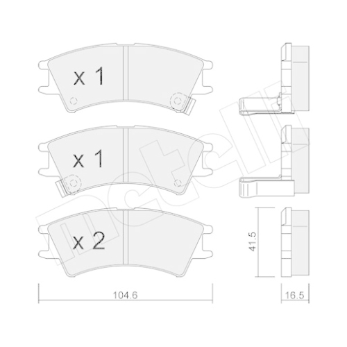 Bremsbelagsatz Scheibenbremse Metelli 22-0361-0 für Hyundai Vorderachse