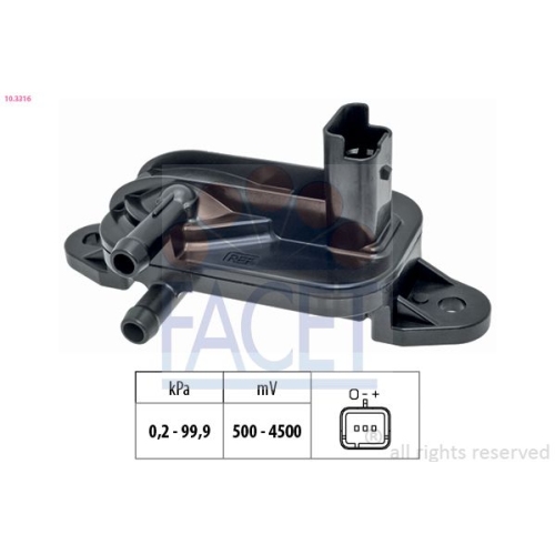 Sensor Abgasdruck Facet 10.3316 Made In Italy - Oe Equivalent für Citroën Fiat