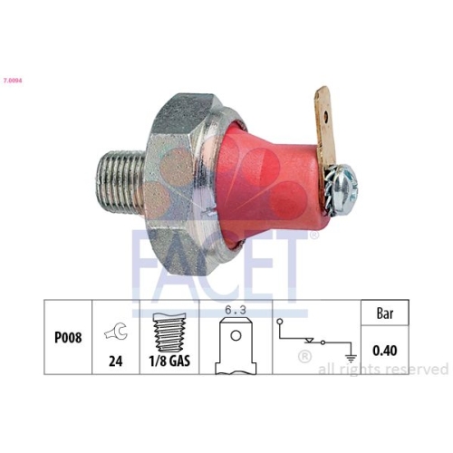 Öldruckschalter Facet 7.0094 Made In Italy - Oe Equivalent für Mitsubishi Kia
