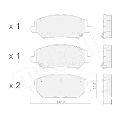 Bremsbelagsatz Scheibenbremse Metelli 22-1163-0 für Hyundai Kia Vorderachse