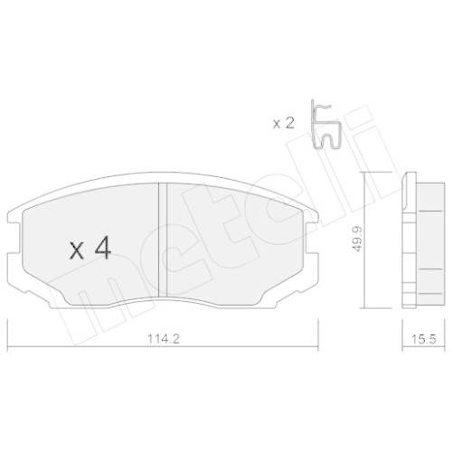 Bremsbelagsatz Scheibenbremse Metelli 22-0382-0 für Daihatsu Vorderachse