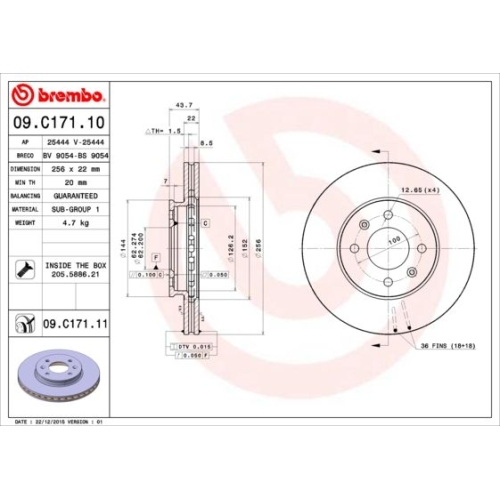 2X Brembo Bremsscheibe Prime Line - Uv Coated für Hyundai Kia Kia (dyk)