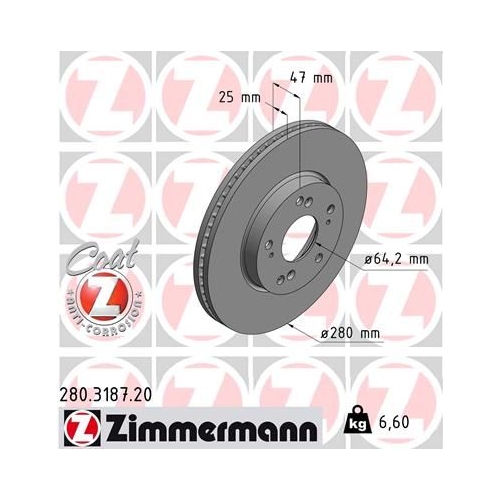 Zimmermann 2X Bremsscheibe Vorderachse Coat Z für Honda