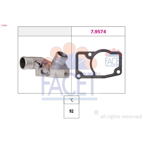 Thermostat Kühlmittel Facet 7.8664 Made In Italy - Oe Equivalent für Opel