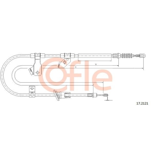 Seilzug Feststellbremse Cofle 17.2121 für Mitsubishi Smart Hinten Rechts