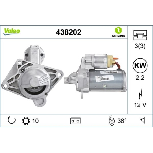 Starter Valeo 438202 Valeo Origins New Oe Technologie für Nissan Opel Renault