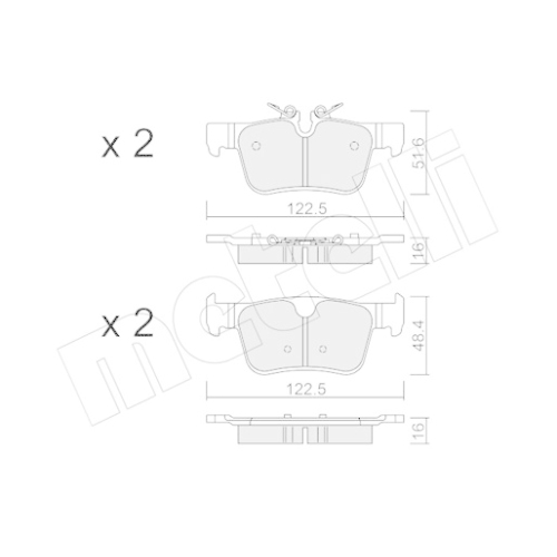 Bremsbelagsatz Scheibenbremse Metelli 22-1121-0 für Volvo Hinterachse