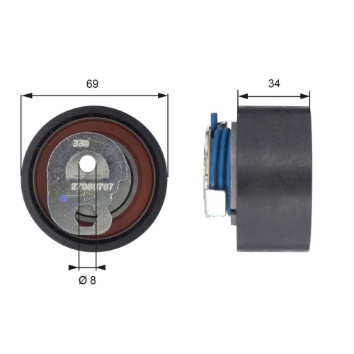 Spannrolle Zahnriemen Gates T43163 Powergrip® für Fiat Iveco