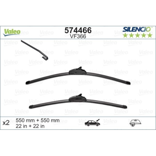 Wischblatt Valeo 574466 Silencio Flat Blade Set für Mercedes Benz Mercedes Benz