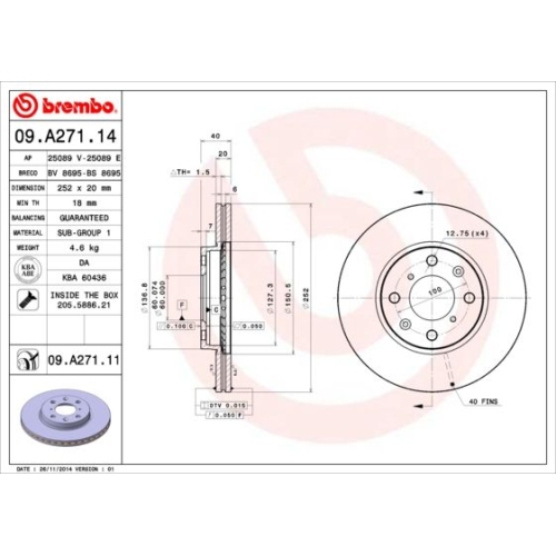 2X Brembo Bremsscheibe Prime Line - Uv Coated für Opel Suzuki Vauxhall