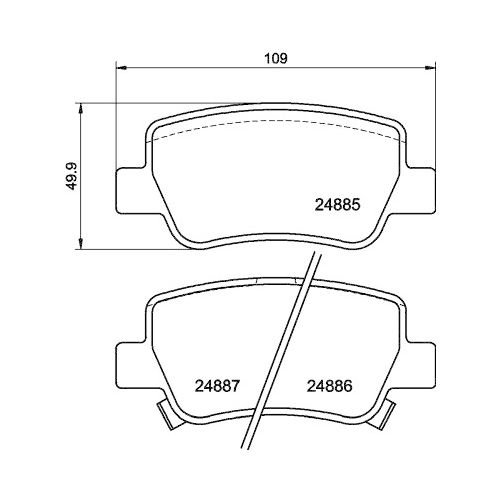 Bremsbelagsatz Scheibenbremse Hella Pagid 8DB 355 014-641 für Toyota Hinterachse