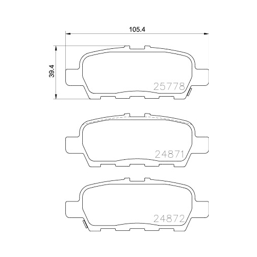 Bremsbelagsatz Scheibenbremse Hella Pagid 8DB 355 020-401 für Mitsubishi Nissan