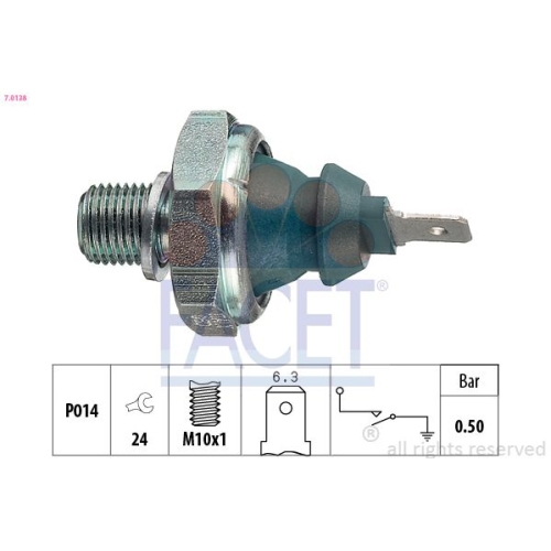 Öldruckschalter Facet 7.0138 Made In Italy - Oe Equivalent für Seat Skoda VW