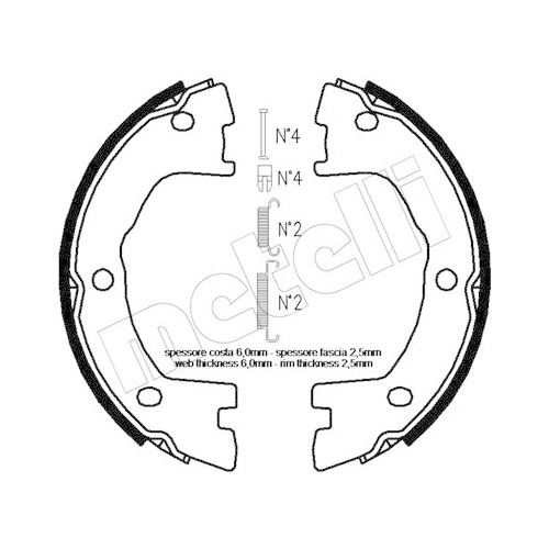 Bremsbackensatz Feststellbremse Metelli 53-0097K für Hinterachse