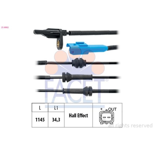 Sensor Raddrehzahl Facet 21.0062 Made In Italy - Oe Equivalent für Citroën