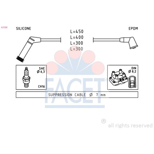 Zündleitungssatz Facet 4.7235 Made In Italy - Oe Equivalent für Hyundai Hitachi