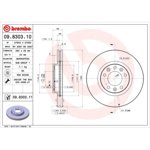 2X Brembo Bremsscheibe Prime Line - Uv Coated für Citroën Peugeot