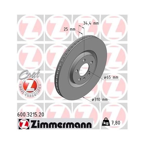 Zimmermann 2X Bremsscheibe Vorderachse Coat Z für Vag