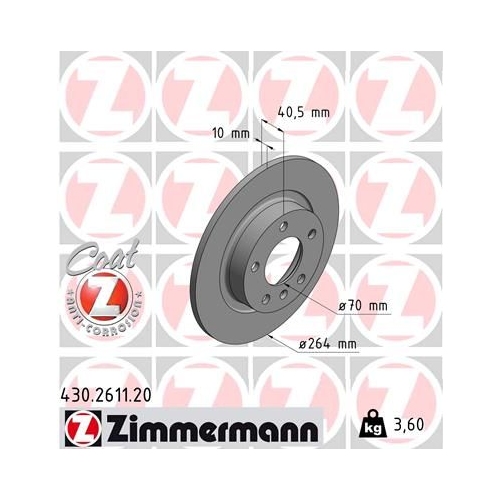 Zimmermann 2X Bremsscheibe Hinterachse Coat Z für Opel