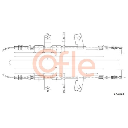 Seilzug Feststellbremse Cofle 17.3513 für Chevrolet Hinten