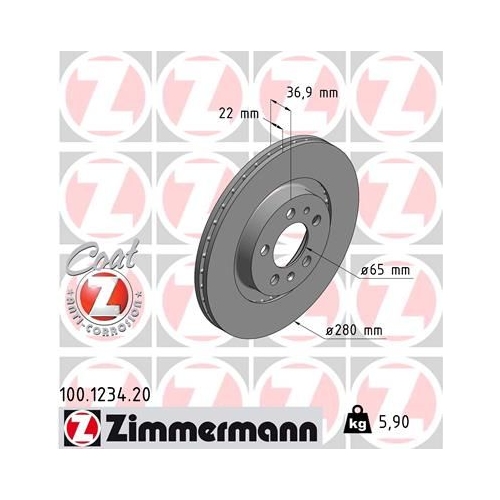 Zimmermann 2X Bremsscheibe Vorderachse Coat Z für Vag Vw (faw)