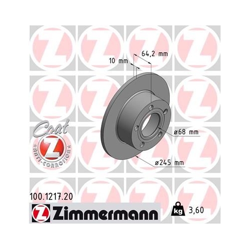 Zimmermann 2X Bremsscheibe Coat Z für Vag Audi (faw) Vw (svw)