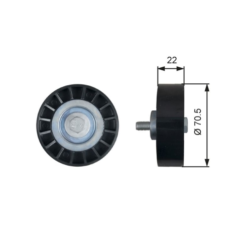 Umlenk /führungsrolle Keilrippenriemen Gates T36607 Drivealign® für Citroën Fiat