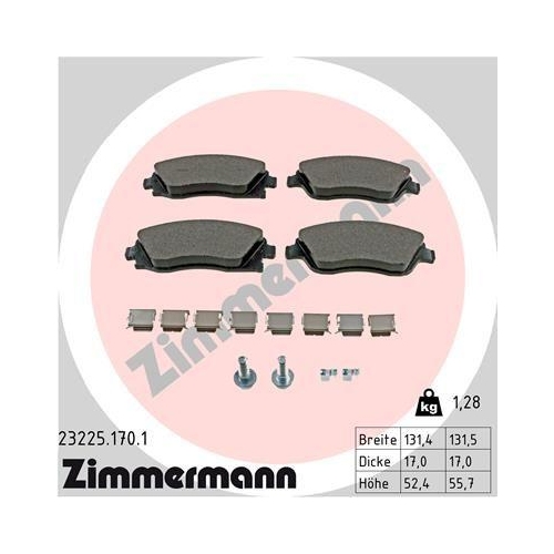 Bremsbelagsatz Scheibenbremse Zimmermann 23225.170.1 für Opel Vorderachse