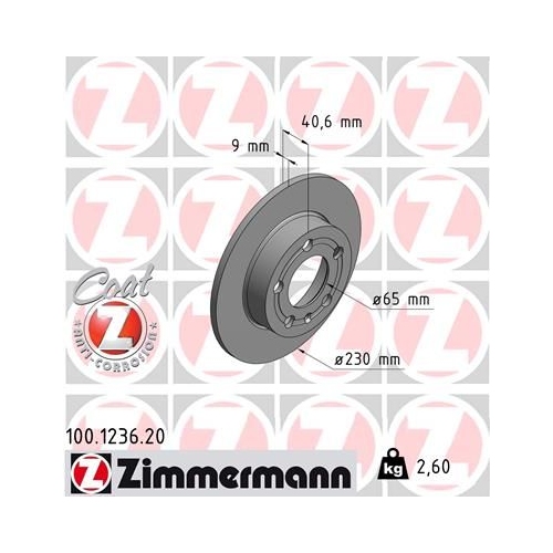 Zimmermann 2X Bremsscheibe Coat Z für Vag Vw (faw) Vw (svw) Skoda (svw)