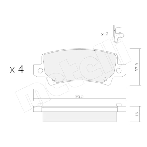 Bremsbelagsatz Scheibenbremse Metelli 22-0447-0 für Toyota Hinterachse