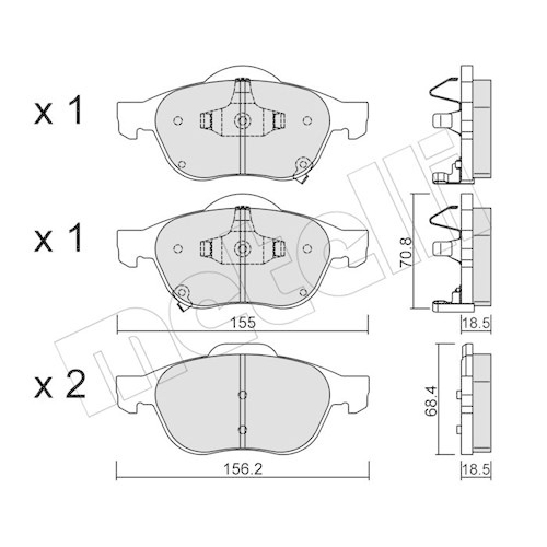 Bremsbelagsatz Scheibenbremse Metelli 22-0448-0 für Toyota Vorderachse