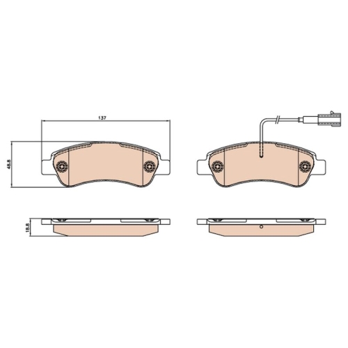 Bremsbelagsatz Scheibenbremse Trw GDB2068 für Citroën Fiat Opel Peugeot Vauxhall