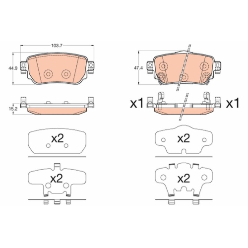 Bremsbelagsatz Scheibenbremse Trw GDB3617 für Nissan Renault Hinterachse