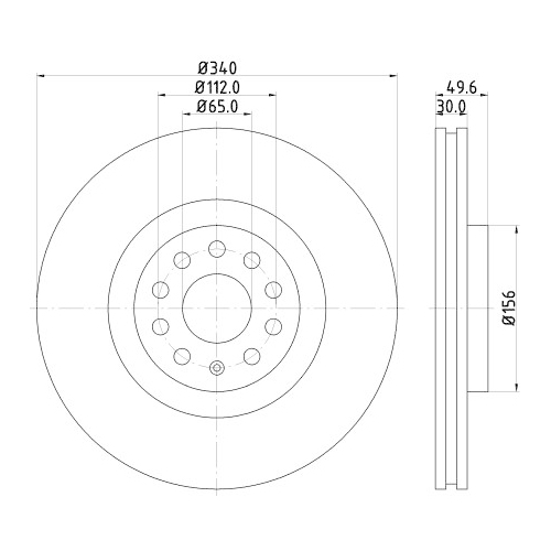 Hella Pagid 1X Bremsscheibe Pro High Carbon für Audi Seat Skoda VW