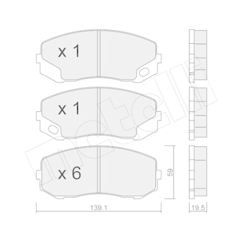 Bremsbelagsatz Scheibenbremse Metelli 22-0910-0 für Mitsubishi