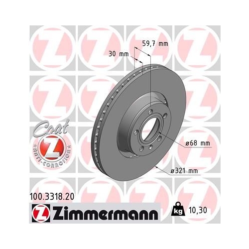 Zimmermann 2X Bremsscheibe Vorderachse Coat Z für Audi Audi (faw)