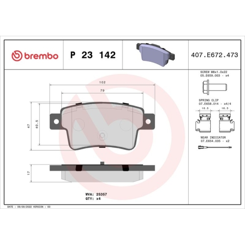 Bremsbelagsatz Scheibenbremse Brembo P23142 Prime Line für Fiat Abarth