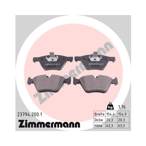 Bremsbelagsatz Scheibenbremse Zimmermann 23794.200.1 für Bmw Bmw (brilliance)