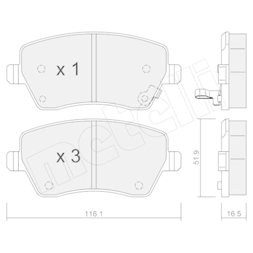 Bremsbelagsatz Scheibenbremse Metelli 22-0485-1 für Opel Suzuki Vauxhall