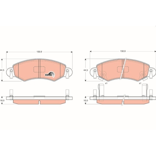 Bremsbelagsatz Scheibenbremse Trw GDB1420 Cotec für Opel Suzuki Vauxhall