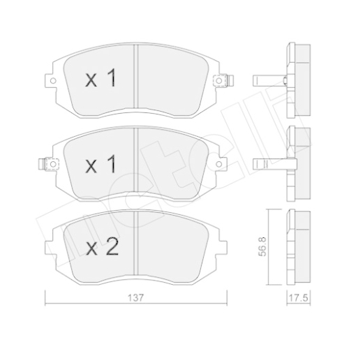 Bremsbelagsatz Scheibenbremse Metelli 22-0500-0 für Subaru Vorderachse