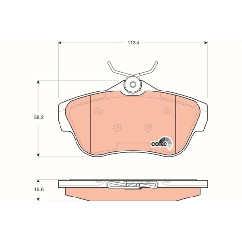 Bremsbelagsatz Scheibenbremse Trw GDB1740 Cotec für Citroën Fiat Peugeot Toyota