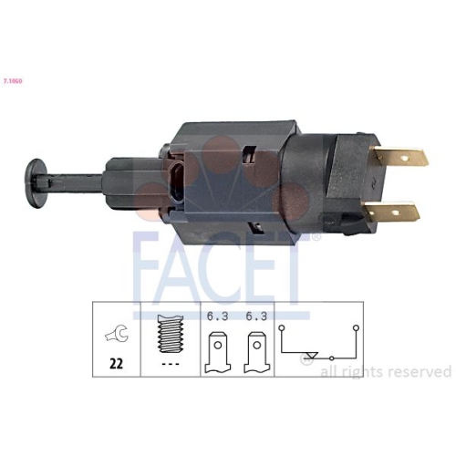 Stop Light Switch Facet 7.1050 Made In Italy - Oe Equivalent for MG Opel Rover